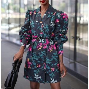 Floral Print Lapel-Collar Button-Front Dress